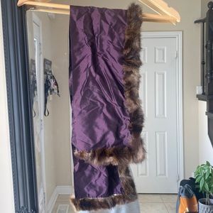 Dolce & Gabbana silk scarf shawl collar with fur trim one size